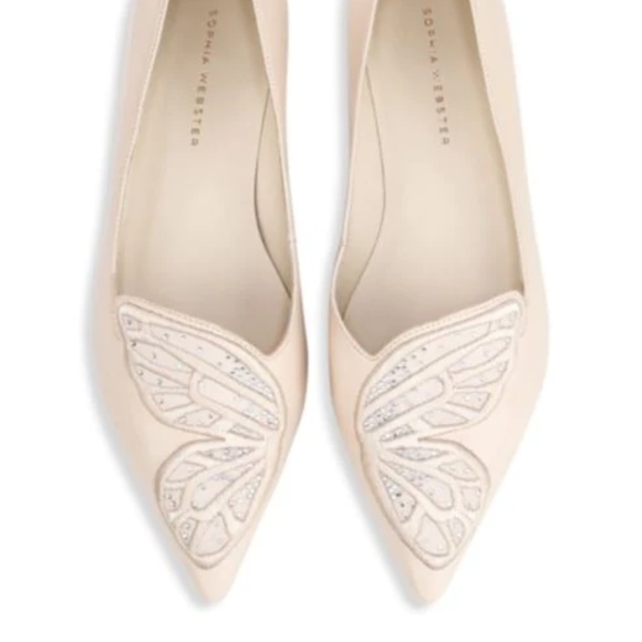 Sophia Webster Butterfly Embellished Leather Flats - Picture 1 of 8
